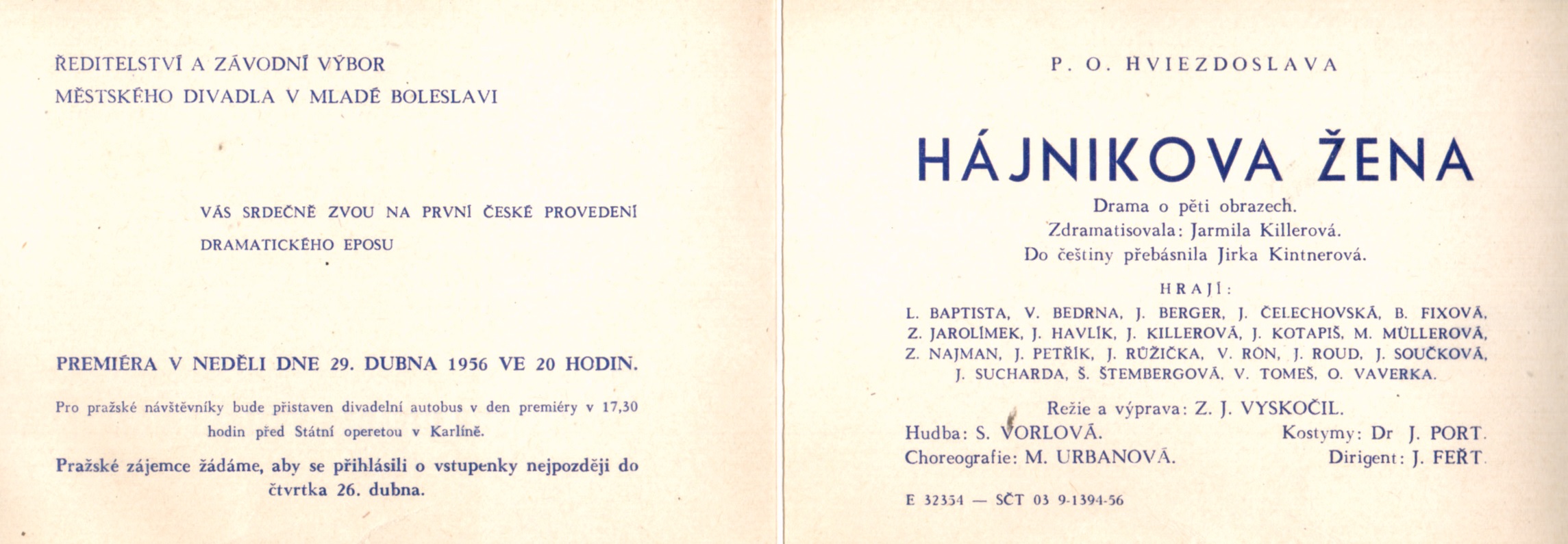 Hájnikova žena - program