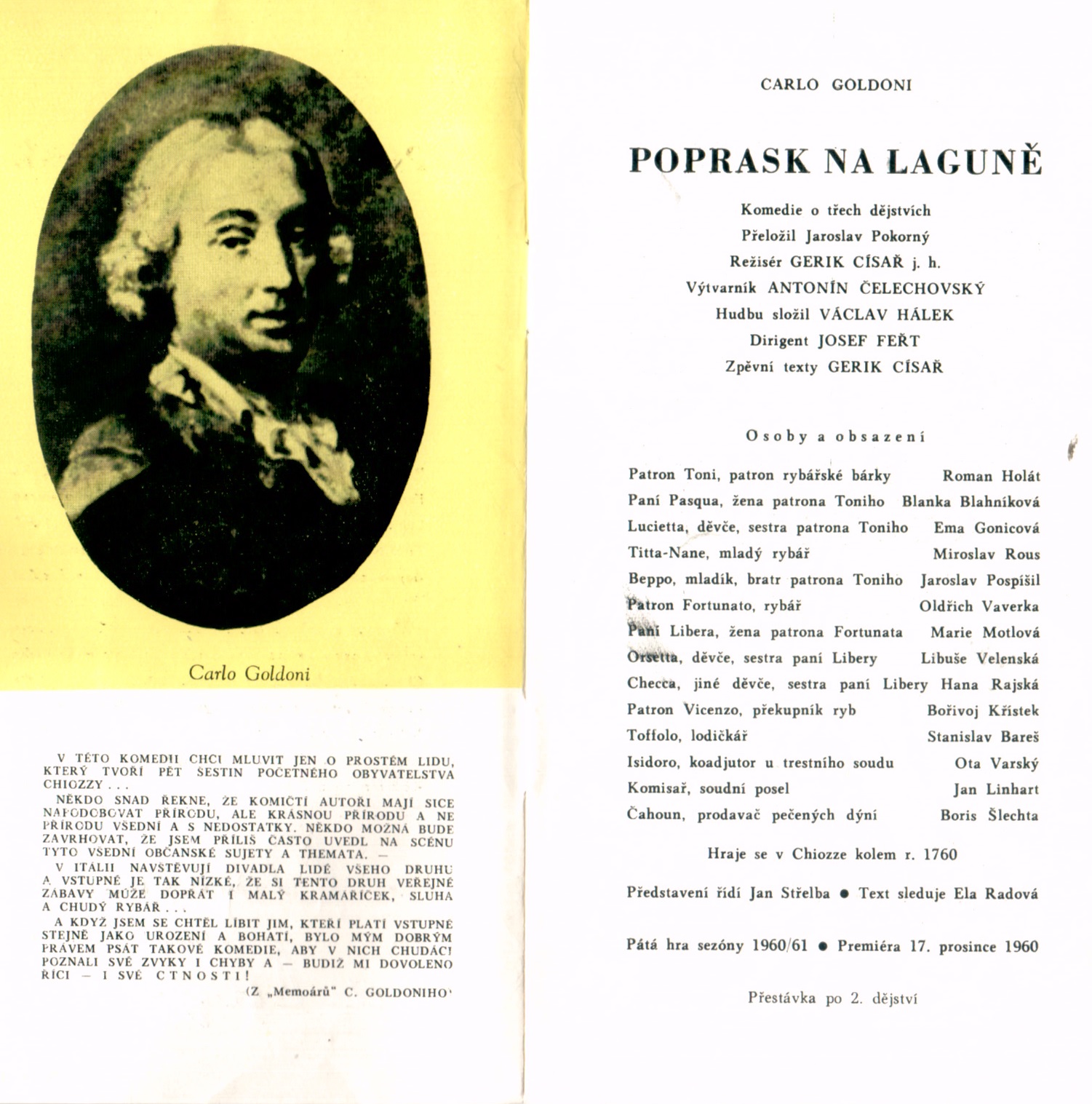 Poprask na laguně - program