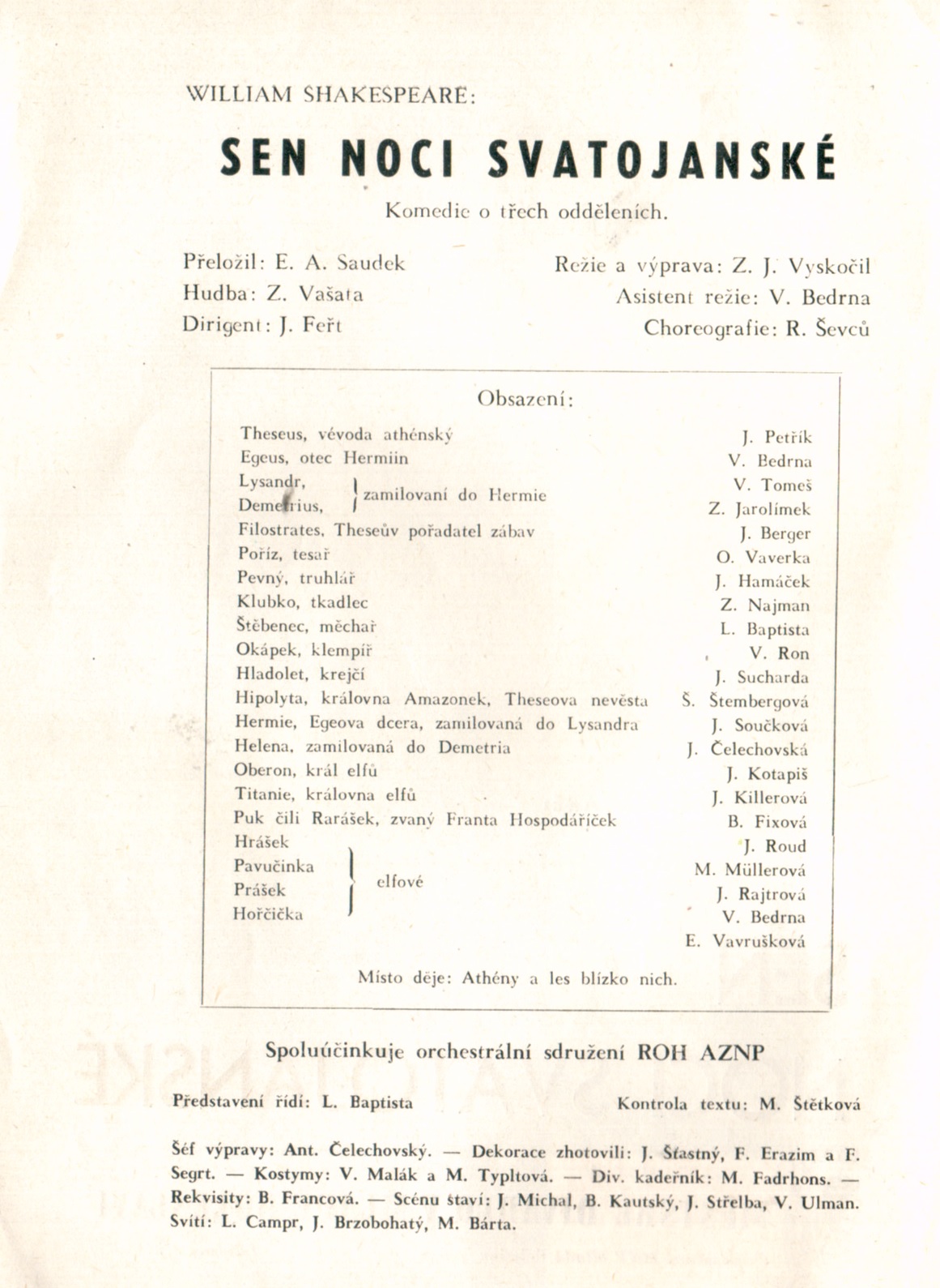 Sen noci svatojanské - program